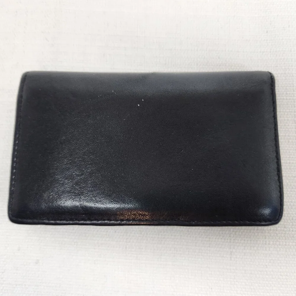 Mens Black Leather Bifold Wallet ID, Card Slots Snap